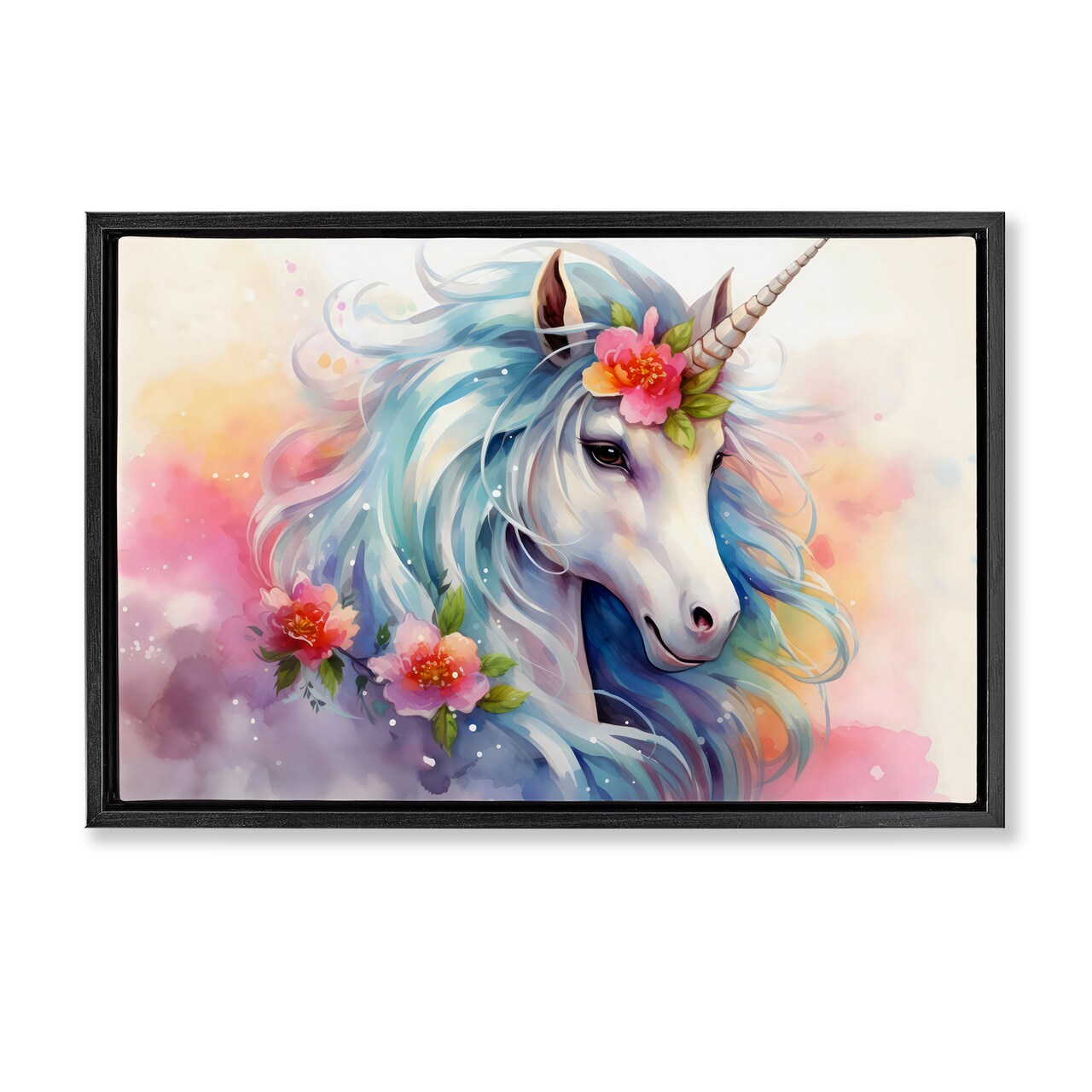Stupell Industries Magical Unicorn with Blossoms Floating Frame, design by Creative Studio